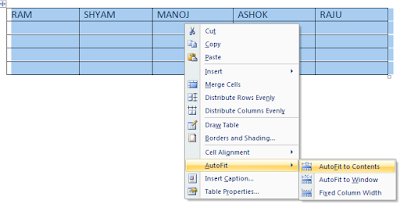How to create table in ms word