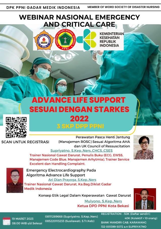 (3 SKP DPP PPNI) Webinar Nasional ergency and Critical Care- Advance Life Support Sesuai dengan STARKES 2022