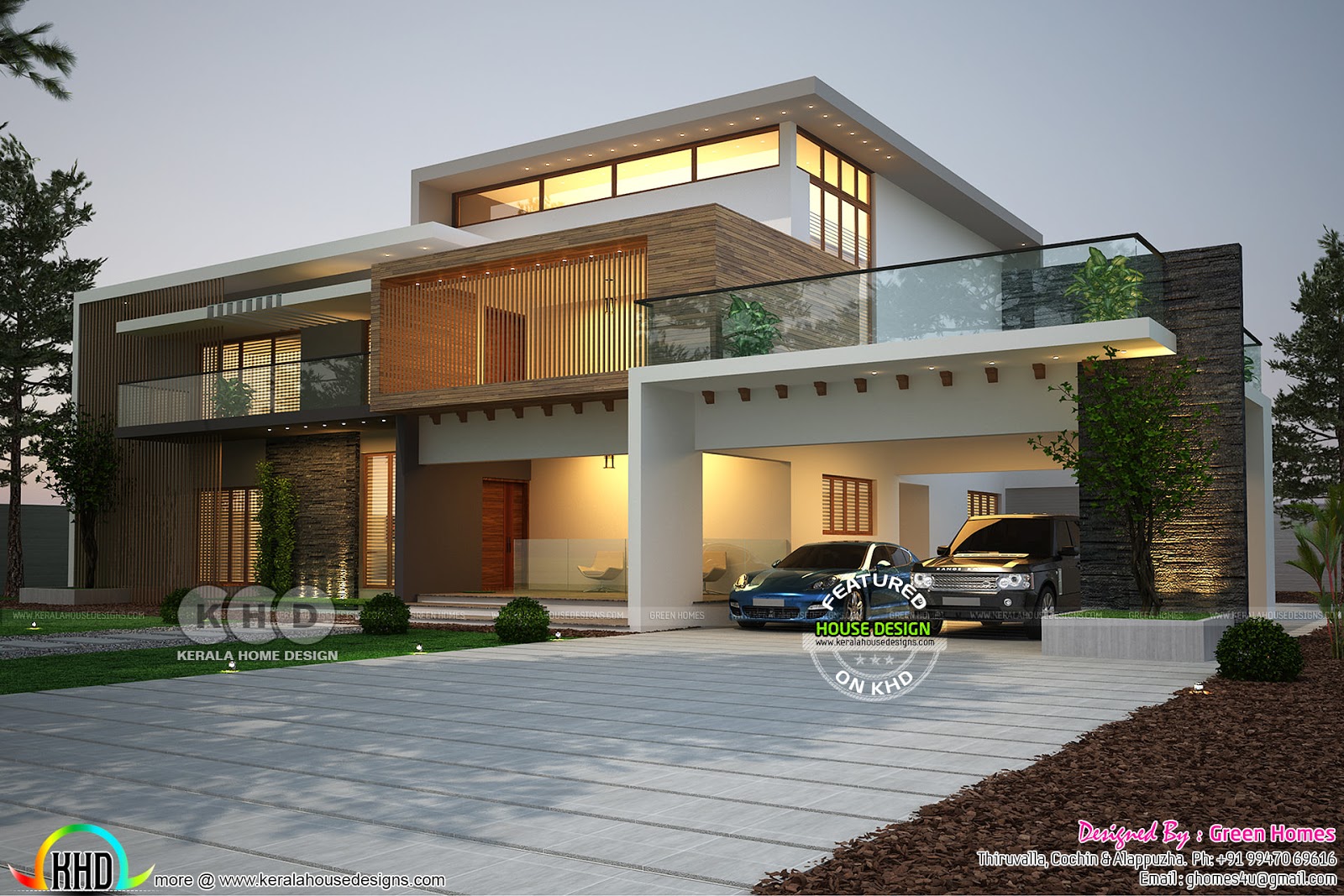 Luxury 7  bedroom  Contemporary house  plan  Kerala home  