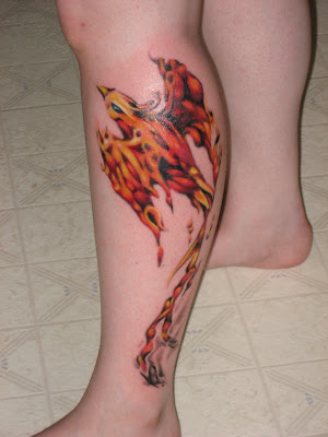 phenix tattoo. Phoenix Tattoo in Leg