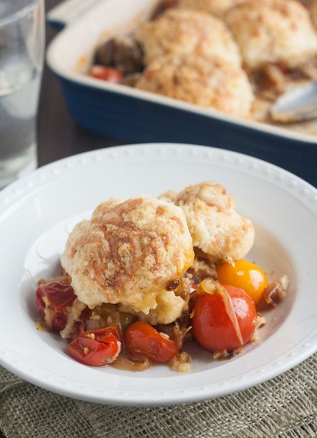 Tomato Cobbler with Gruyere Biscuits