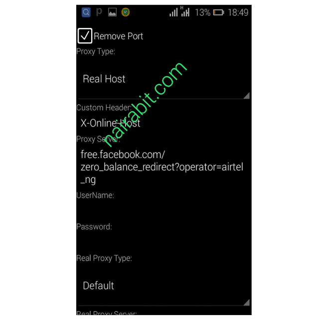 Airtel 0.0kobo Unlimited Free Browsing Psiphon settings 1