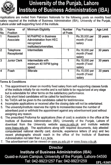 The University Of Punjab Jobs 2020