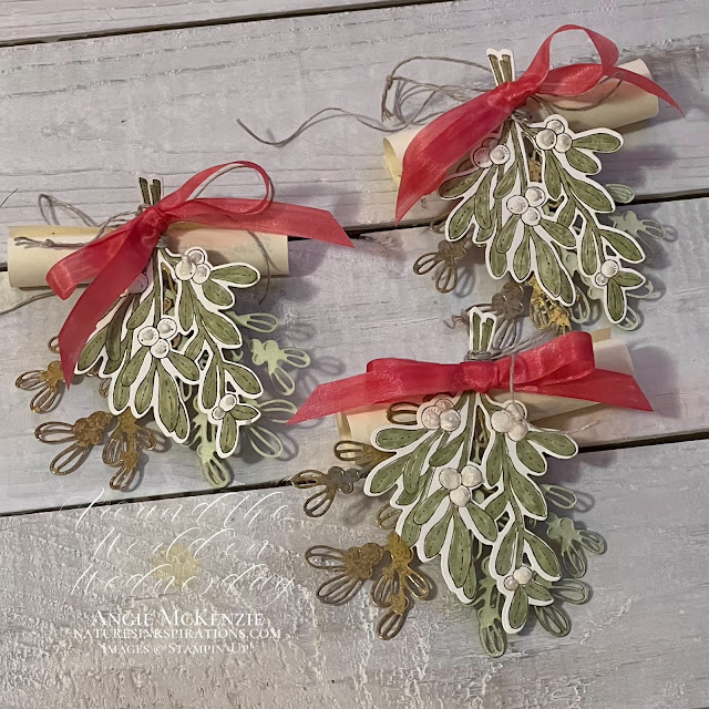 Mistletoe Magic Christmas Ornaments (threesome) | Nature's INKspirations by Angie McKenzie