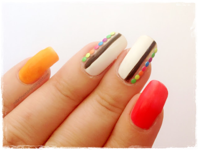 Twinsie Tuesday: Studs and Embellishments | Rainbow Neon Nail Art