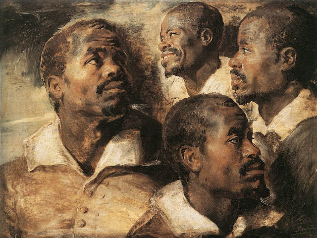 Studies of the Head of a Negro, Peter Paul Rubens, Baroque painting