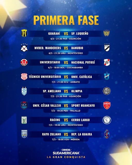 Fixture Fase 2 de Copa Sudamericana 2024