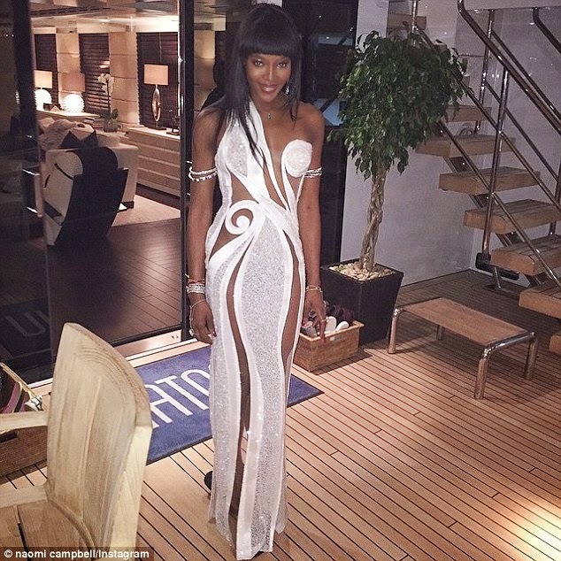 pictures from the Naomi Campbell 45th birthday party in Cannes.