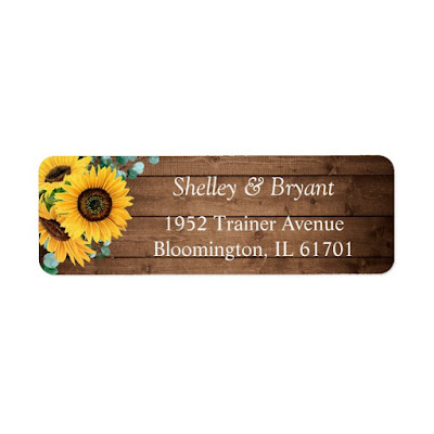  Rustic Country Sunflower Eucalyptus Return Address Label