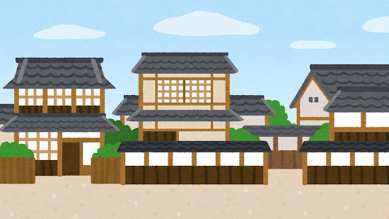 日本家屋のイラスト（背景素材）