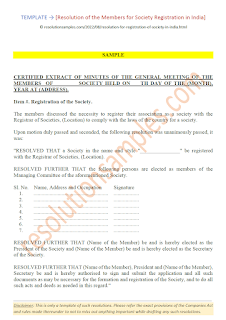 resolution format for society registration