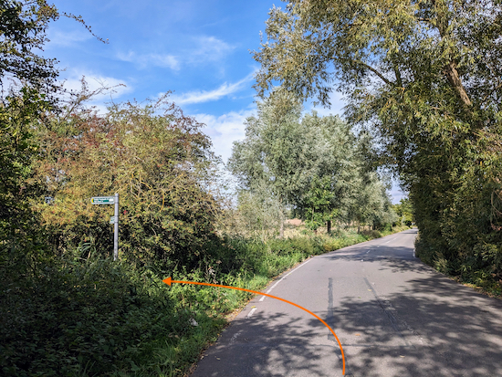 Turn left off the B181 at a sign with two footpaths marked