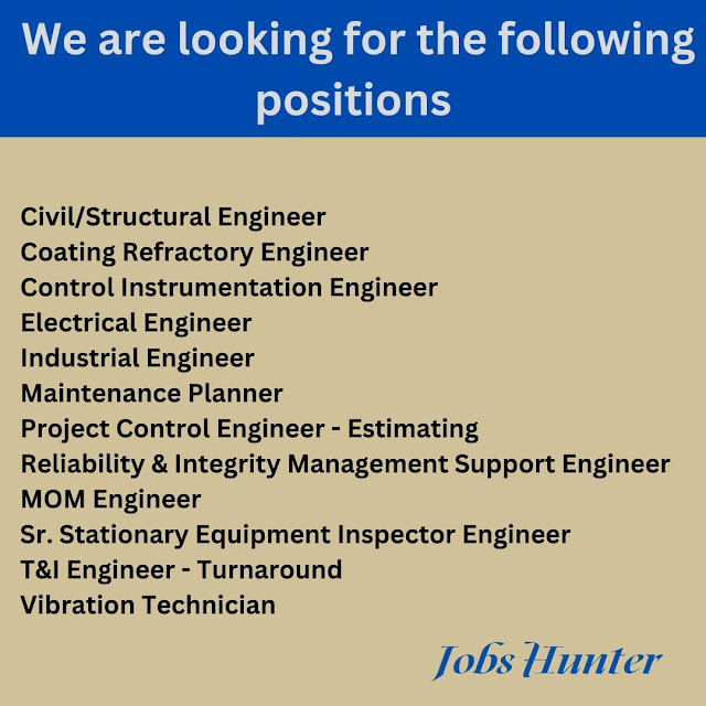 We are looking for the following positions