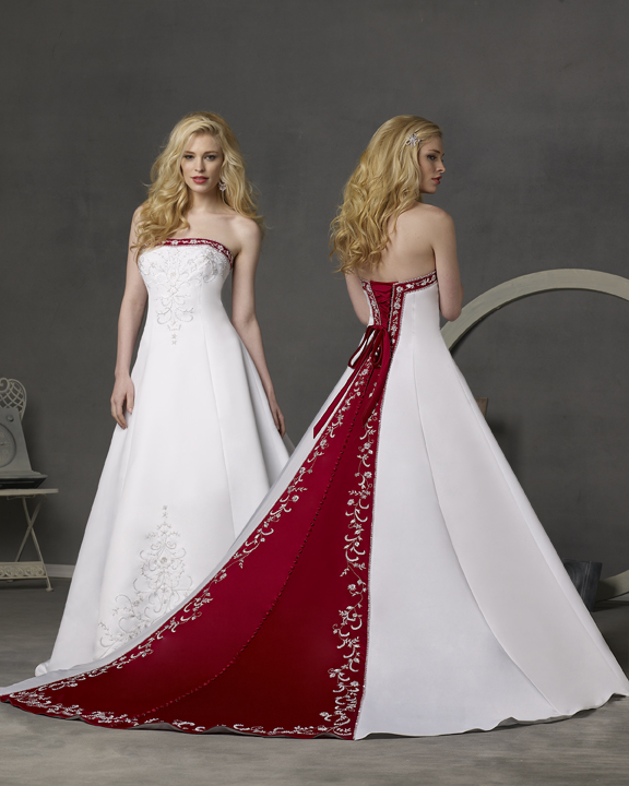These red and white wedding dresses would certainly fall in the ...