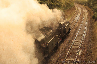 train vapeur double traction campagne circulation vintage locomotive 141 TB 407 AJECTA Seine-et-Marne