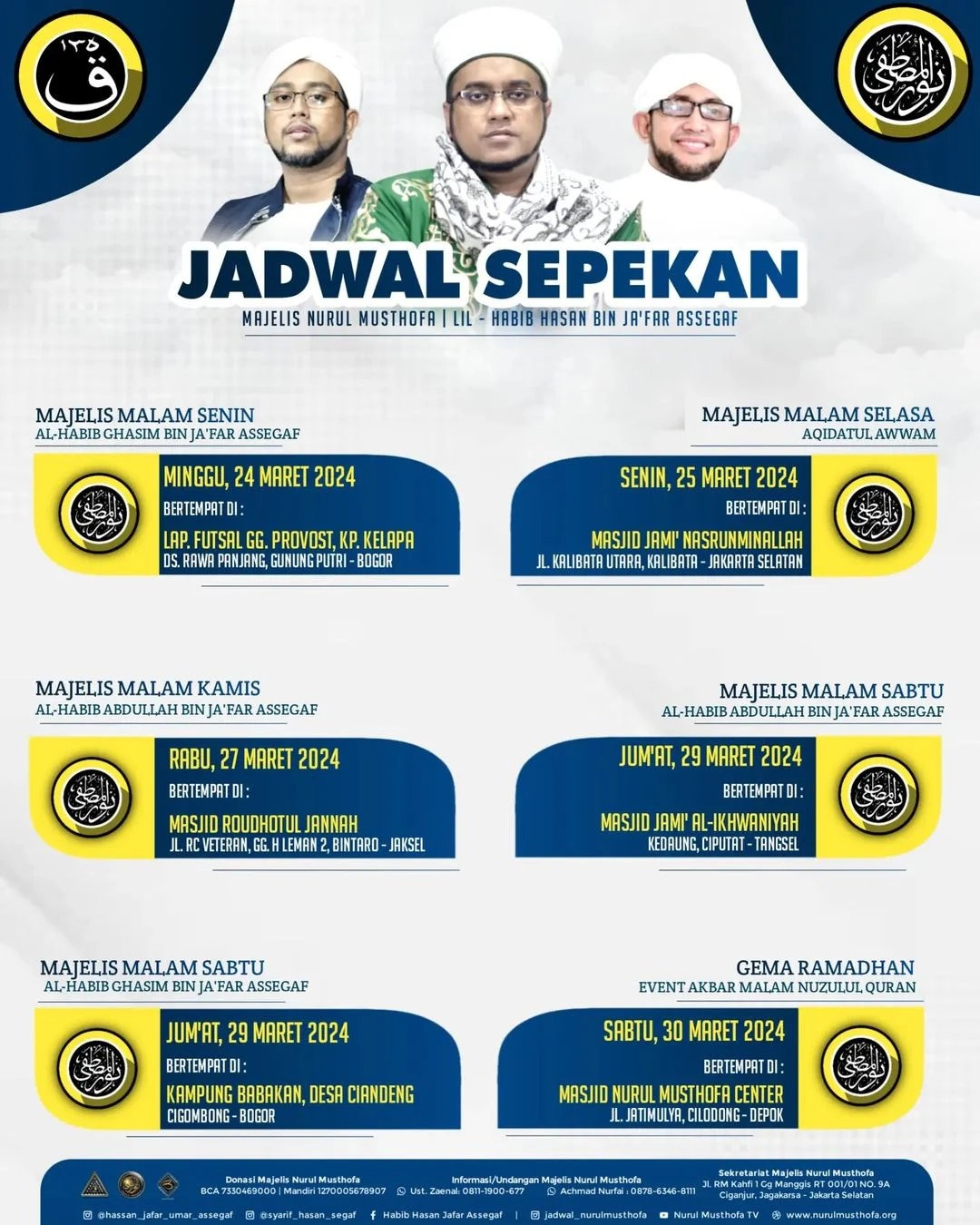 Jadwal Ramadhan Majlis Nurul Musthofa 24-30 Maret 2024