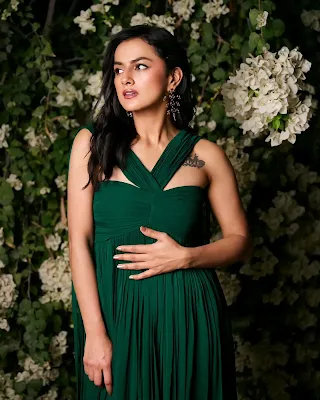 Shraddha Srinath stunning in modern outfits, showcasing her elegant style and fashion versatility.