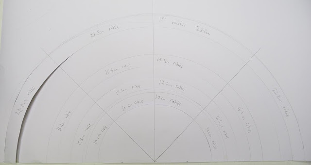 Various radii of track are tried out, to see what might be possible.