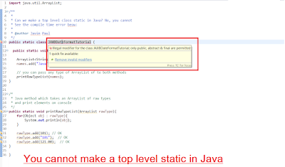  depending on whether yous are talking nearly a exceed flat degree or a nested degree inwards Java Can nosotros declare a degree Static inwards Java?