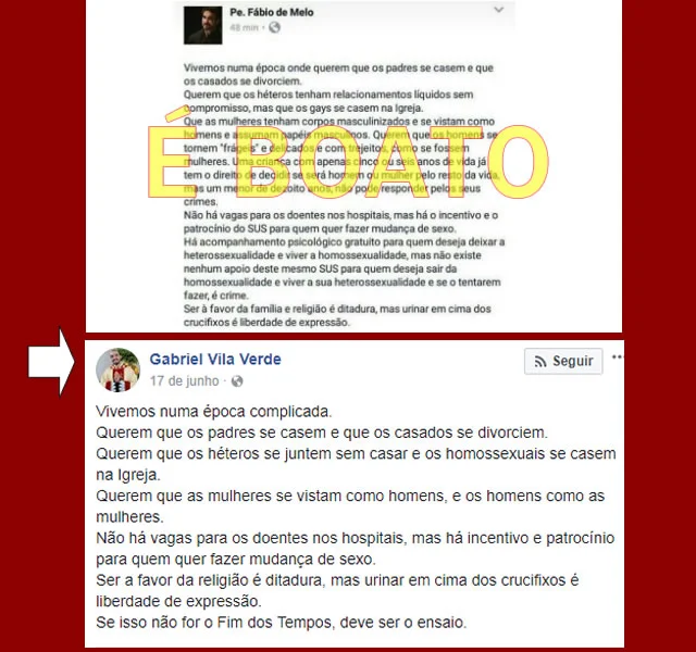 Padre Fábio de Melo critica movimento gay em texto intitulado 'Esquizofrenia Social'