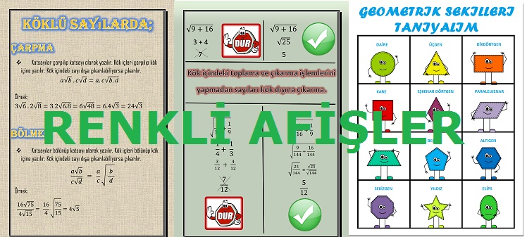 MATEMATİK AFİŞLERİ-MATEMATİK POSTERLERİ BİRBİRİNDEN RENKLİ