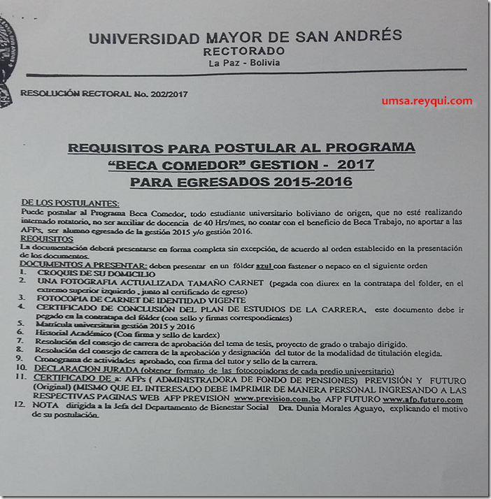 Becas en la UMSA