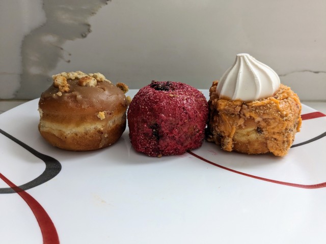 Side-view of McCormick x Dough Holiday Donut Bites.