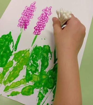 Ideas creativas - Pintando con isopos - flor