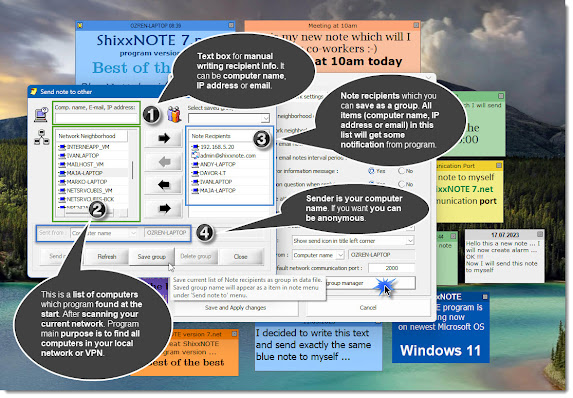 "Send note to" others dialog