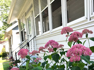 Summer Porch, Hydrangeas and Wallpaper!