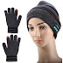 3-in-1 Bluetooth Stereo Headphones Knitted Hat with Gloves  -  GRAY  