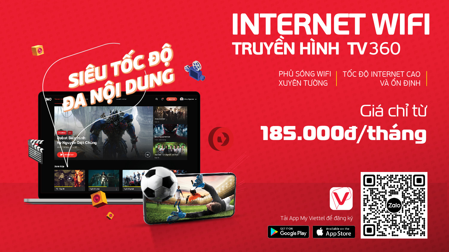 Đăng ký lắp mạng Internet Viettel chỉ từ 165k mỗi tháng