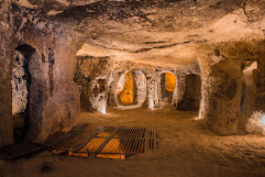 The underground city of Cappadocia in Turkey. It is a labyrinth of tunnels, rooms and chambers hollowed out in the soft volcanic rock. It is believed that the city was built in the Bronze Age and was used as a shelter for centuries.