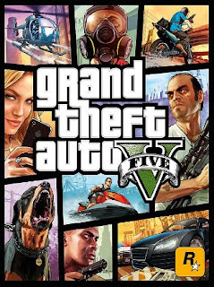 Official cover page of the game Grand Theft Auto V 2013 is an open  action-adventure video game featuring Michael Townley, Trevor Philips, and Brad Snider partake in a botched robbery in Ludendorff, North Yankton.