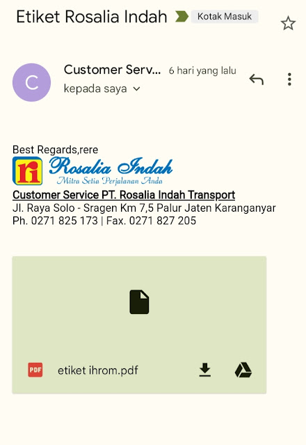 e-ticket Rosalia Indah bermasalah