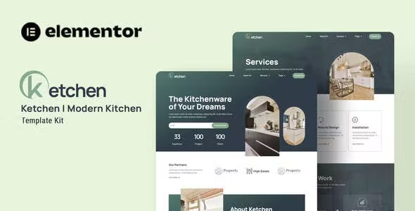 Download Modern Kitchen Elementor Template Kit