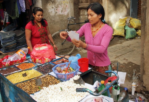 Street vendor making delicious Chatpat at Kathmandu, Nepal