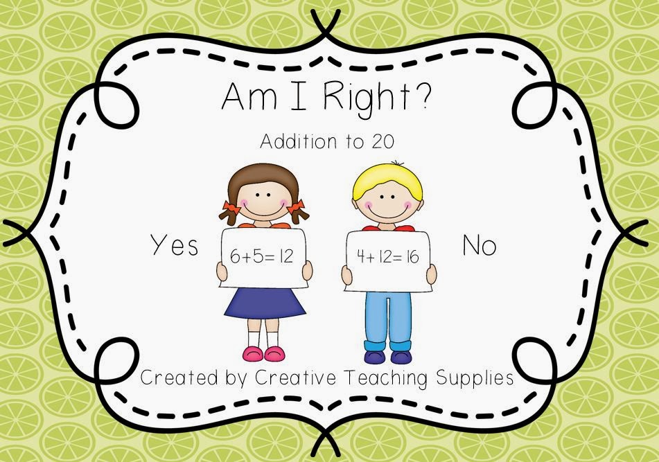 http://www.teacherspayteachers.com/Product/Am-I-Right-Addition-to-20-1053175