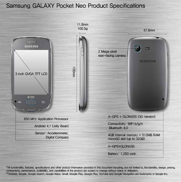 Samsung Galaxy Pocket Neo mobile specifications