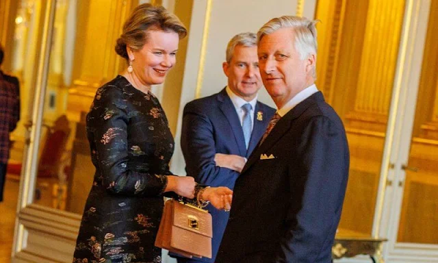 King Philippe and Queen Mathilde, President Ursula Von der Leyen, Hadja Lahbib and Roberta Metsola