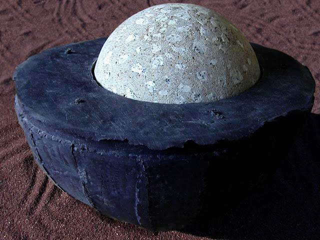 cast rubber cast rubber  concrete sculpture art bowls with granite stainless steel Bruce Taylor