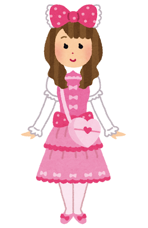 ロリータファッションの女性のイラスト
