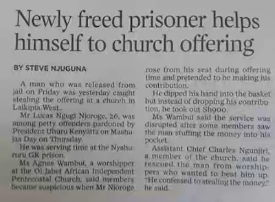 Lol.. Man Caught Stealing Church Offering a Day After He was Released from Prison