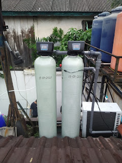 filter air karbon dan softener untuk menghilangkan zat besi serta menurunkan zat kapur