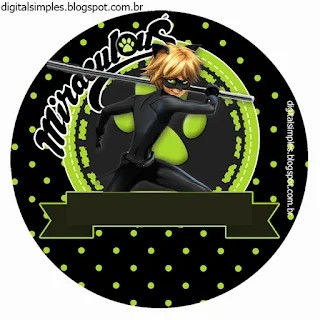 Cat Noir: Free Printable Cupcake Wrappers and Toppers.