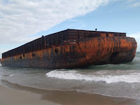 Huge foreign tugboat washes ashore in Mannar.