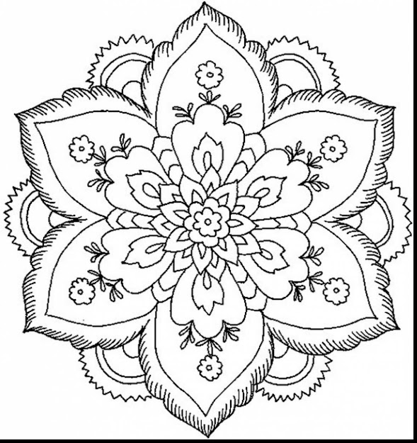 Stunning Nature Flower Mandala Coloring Pages With Coloring Pages For Adults  Flowers And Coloring Pages For