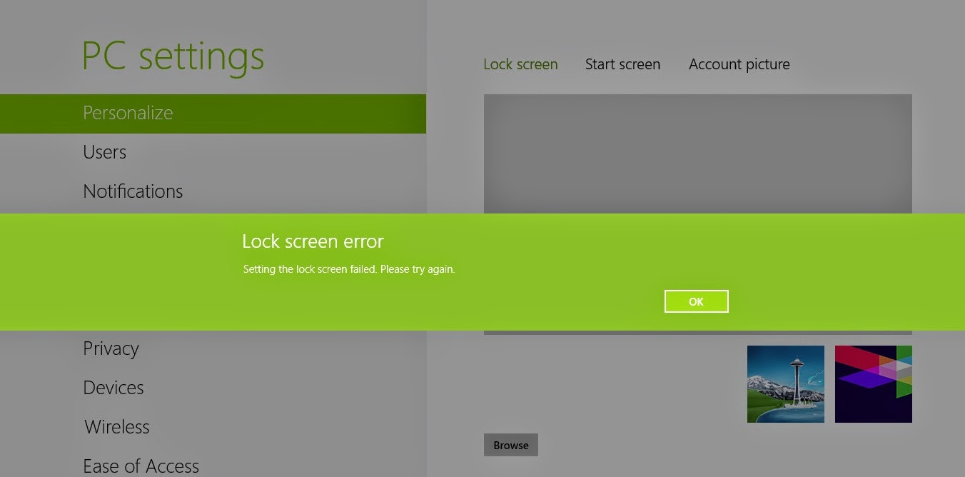 lock screen error