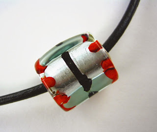 Black Silver Red Foil Bead Necklace