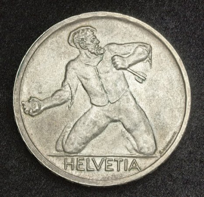 Helvetia Switzerland Silver coin 5 Swiss Francs